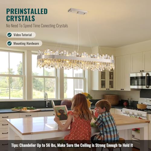 Modern Rectangle Crystal Chandelier for Dining Room