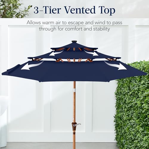 10ft 3 Tier Solar Patio Market Umbrella