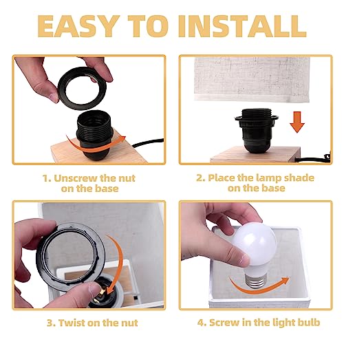 Small Square Bedside Table Lamp for Bedroom