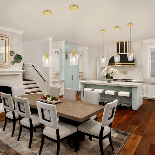 3 Pack Brushed Gold Pendant Lights Over Island Kitchen Light Fixtures (3 Count)