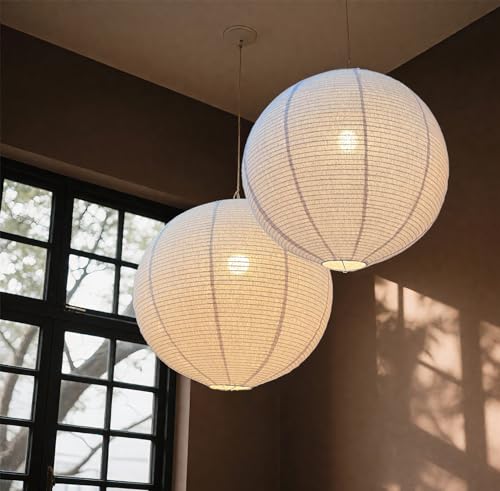 2PCS Hanging Lamp Shade Can replace Large paper lantern 20INCH Linen Pendant Light Shade Round Off (2 Count)