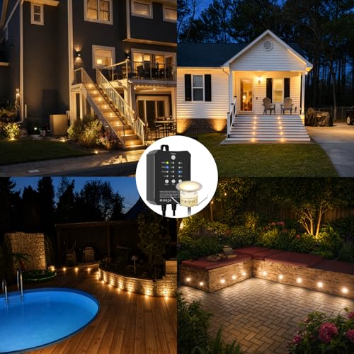 Recessed Deck Stair Lighting with Timer Photocell Sensor Transformer (16 Count)
