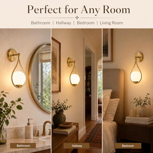 Mid Century Brass Globe Wall Sconce (2 Count)