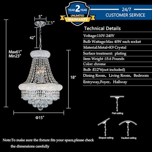 Chrome Crystal Chandeliers for Dining Room