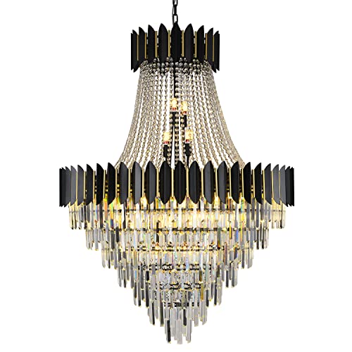 Luxury Modern Crystal Chandelier K9 Raindrop Crystal Chandelier Black Finish 7
