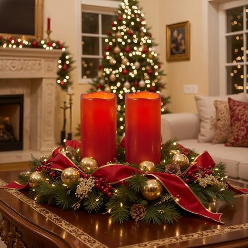 4"x10" Burgundy Flameless Candles (2 Count)
