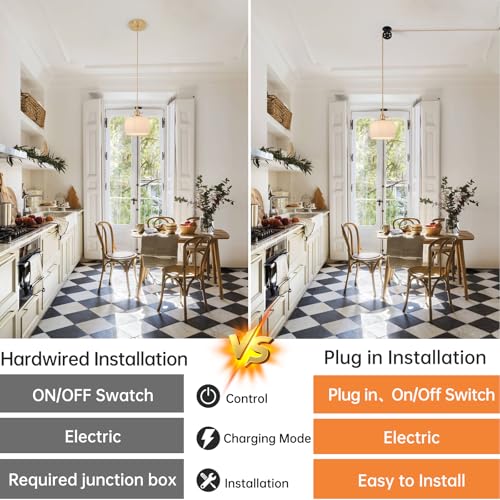Plug in Pendant Light Hanging Light Fixture Corded On