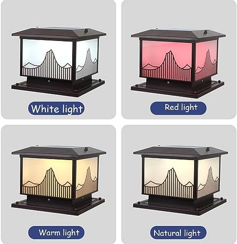 Modern Patio Solar Pillar Lights Square Fence Outdoor Table Lamp Led Pillar Light Adjustable by Remote Control Ip54 Waterproof Classic Vintage Column Lights Deck Walkw