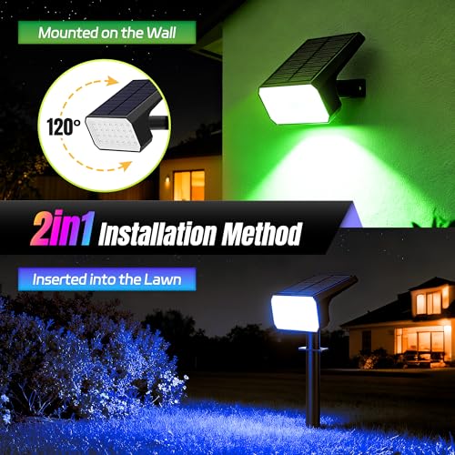 Solar Spot Lights Outdoor RGB Color Changing (4 Count)