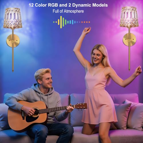 Gold Battery Operated Wall Sconces Set of 2