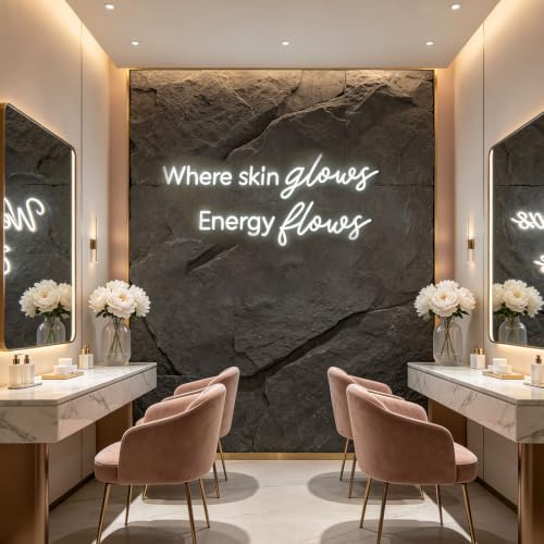 Where Skin Glows Energy Flows Neon Sign for Wall Decor