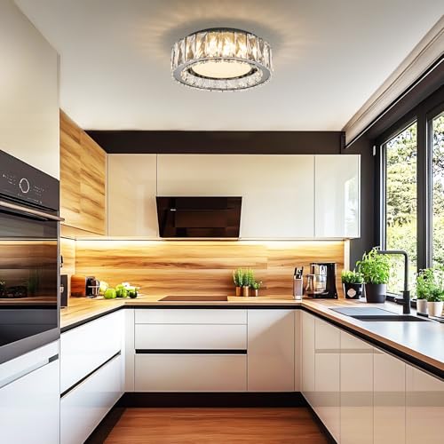 Dimmable Crystal Flush Mount Ceiling Light