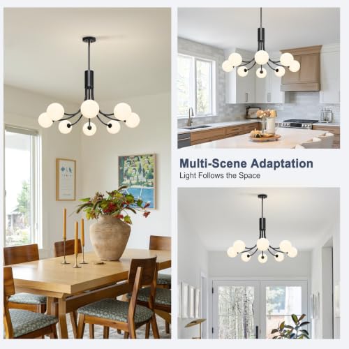 8 Light Mid Century Chandelier Sputnik Globe Light Fixture for Dining Room