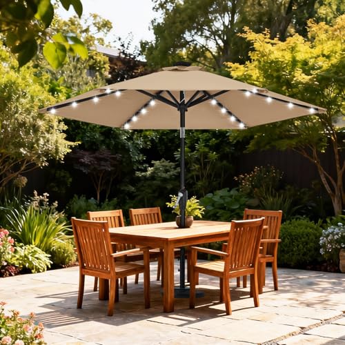 Solar Led Patio Umbrella with 24 Lights 7.5FT