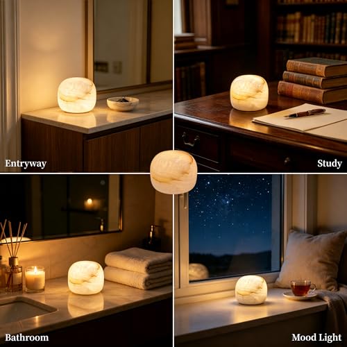 Natural Marble Lamp Cordless Touch Control Night Light 3