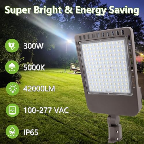 2PACK 300W LED Parking Lot Light with Dusk to Dawn Photocell (2 Count)