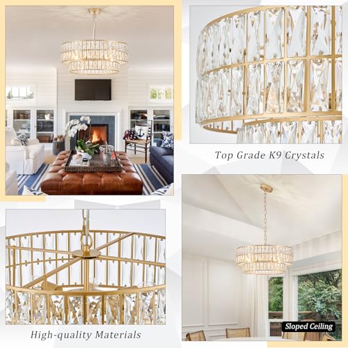 Gold Crystal Chandelier 24" 8