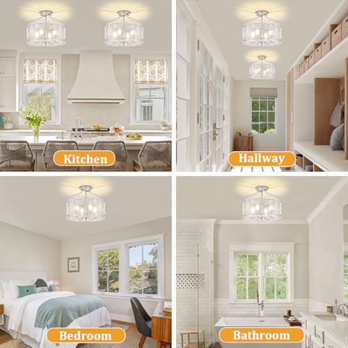 Modern Brushed Nickel Semi Flush Ceiling Light
