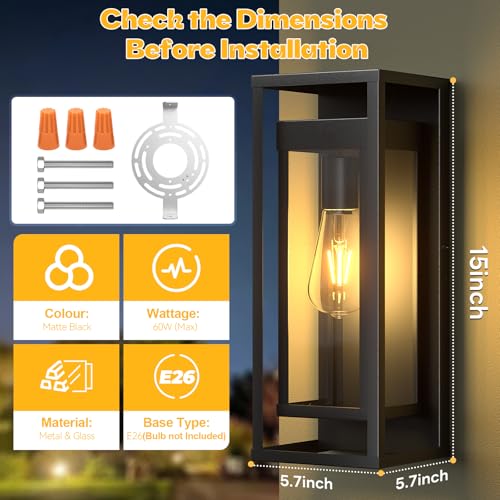 15" Outdoor Wall Lights 2 Pack Large Exterior Lighting Fixtures (2 Count)