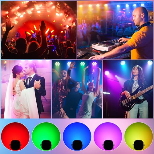 Stage Lights Mini RGB Battery Powered Uplights LED Rechargeable Par Can Lights with Halo