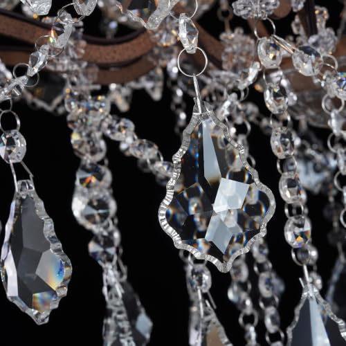 8 Light Crystal Chandelier European Vintage Rustic Metal Pendant Lighting Luxury French Ceiling Light for Living Room Dining Room Foyer Bedroom UL Listed （H25.5 × D23.6）