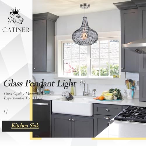 11" Smoked Hammered Glass Pendant Light