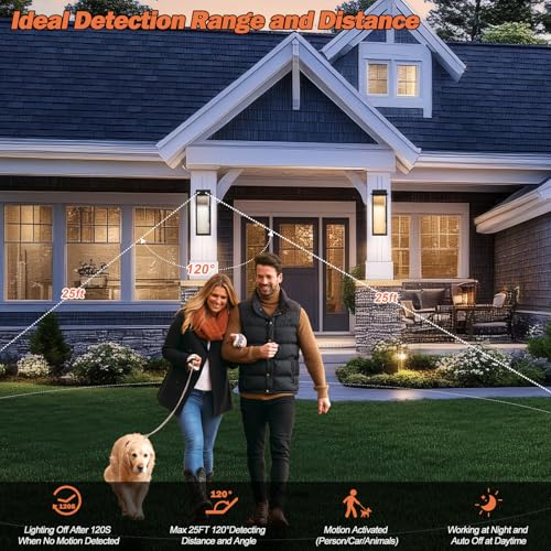 16” Black Motion Sensor Outdoor Lights for House Garage 2 Pack (2 Count)
