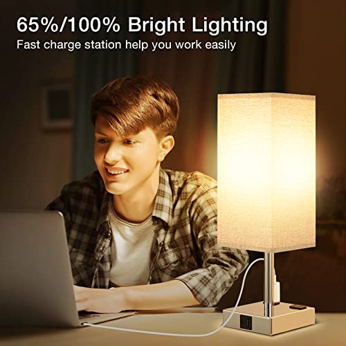 Light Grey Touch Lamps Set for Bedroom (2 Count)