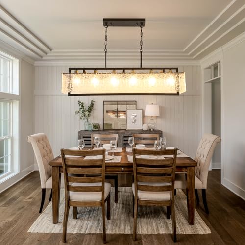 50" Black Crystal Ripple Glass Rectangle Pendant Chandelier 6