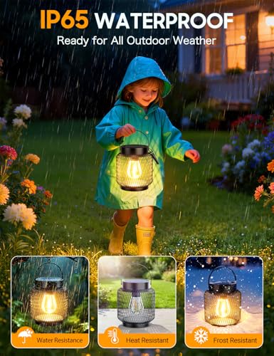 Metal Solar Lanterns Outdoor Waterproof (2 Count)