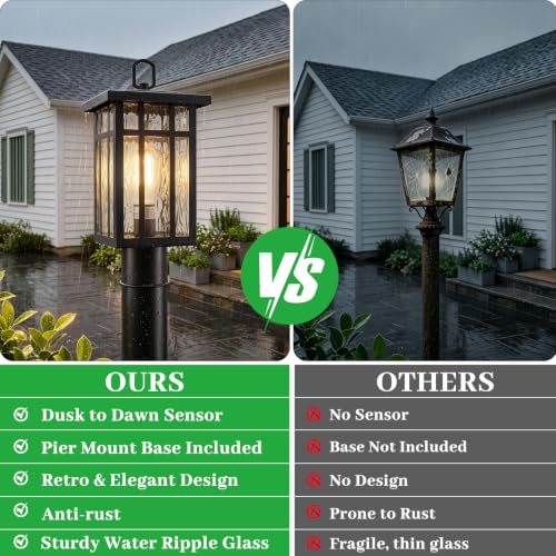 Dusk to Dawn Outdoor Post Light with Pier Mount Base
