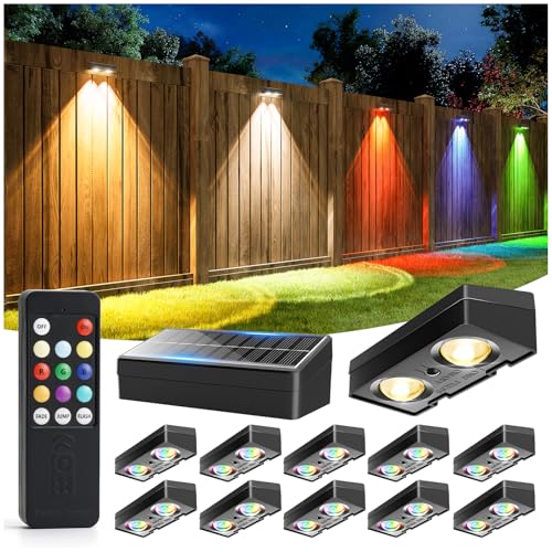Fence Lights Solar Powered with Remote 12 Pack (12 Count)