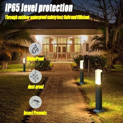 Outdoor Pillar Lamp Ip65 Waterproof Pathway Post Lights Outdoor Landscape Path Bollard Light Aluminum Lawn Floor Lantern For Garden Patio Courtyard Driveway Decoration