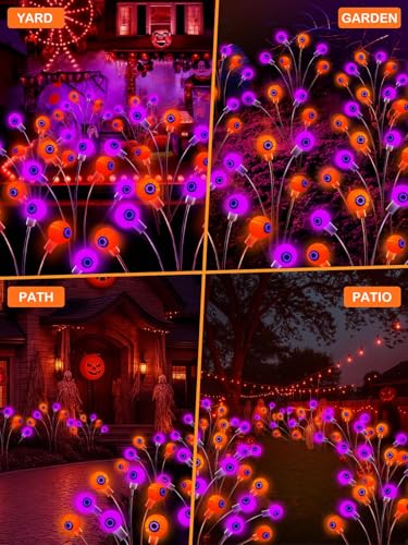 6 Pack Solar Halloween Decorations Outdoor 36 LED Solar Eyeball Lights (6 Count)