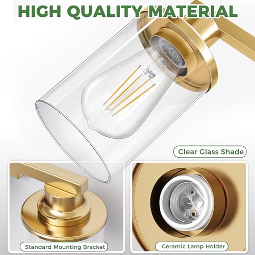2 Light Gold Bathroom Light Fixture Wall Sconce