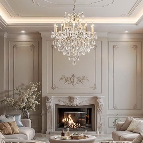 15 Lights Brass K9 Crystal Chandelier for Dining Room