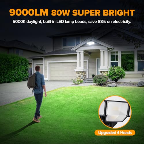 80W Dusk to Dawn Flood Lights Outdoor (2 Count)