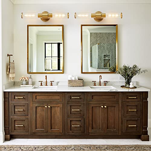 Hardwired Gold Vanity Light Threaded Glass Wall Sconce 2 Pack (2 Count)