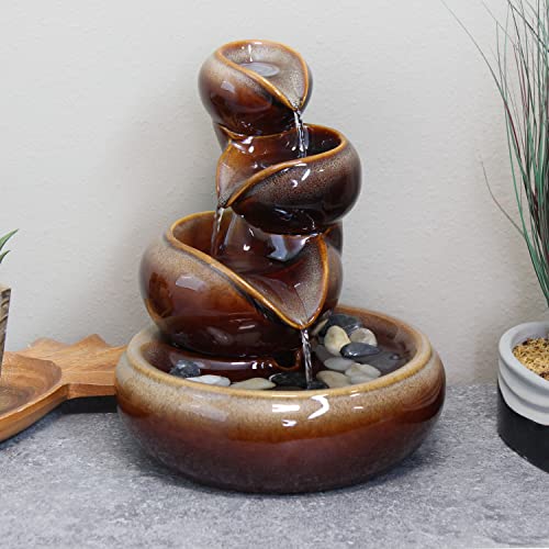 Sunnydaze 10" Tiered Vessels Ceramic Tabletop Fountain