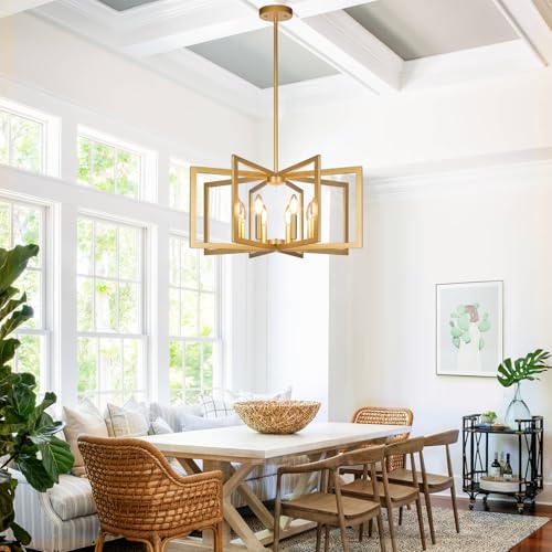 25" 61" Height Adjustable Modern Gold Chandelier for Dining Room