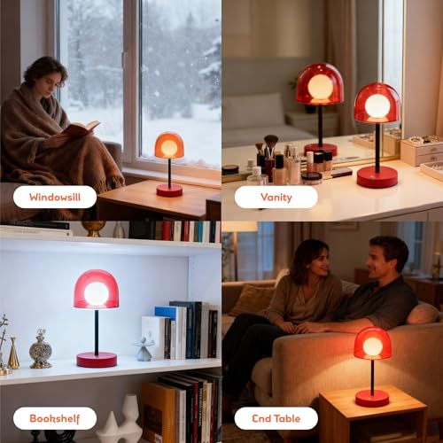 Cordless Red Table Lamp