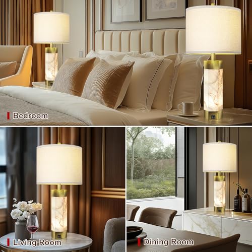 27" Alabaster Table Lamps Set of 2 (2 Count)