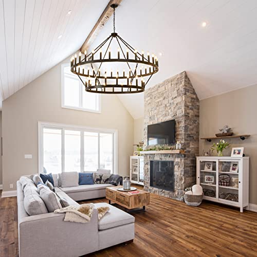 2 Tier Wagon Wheel Chandelier 54