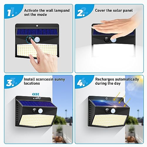 1 Pack Solar Motion Sensor Lights Outdoor Waterproof with 3 Modes