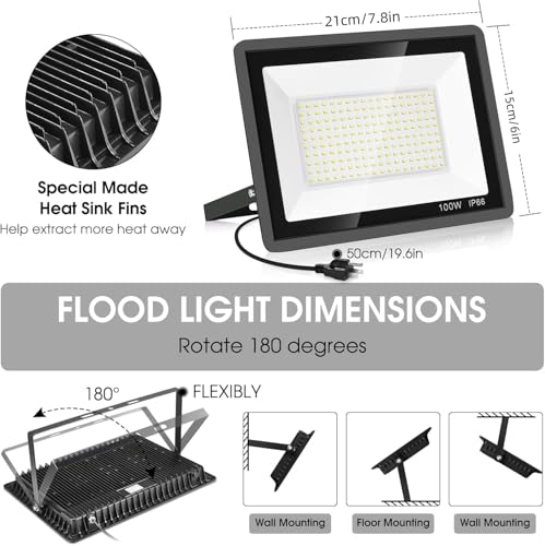 4 Pack 100W LED Flood Light (4 Count)