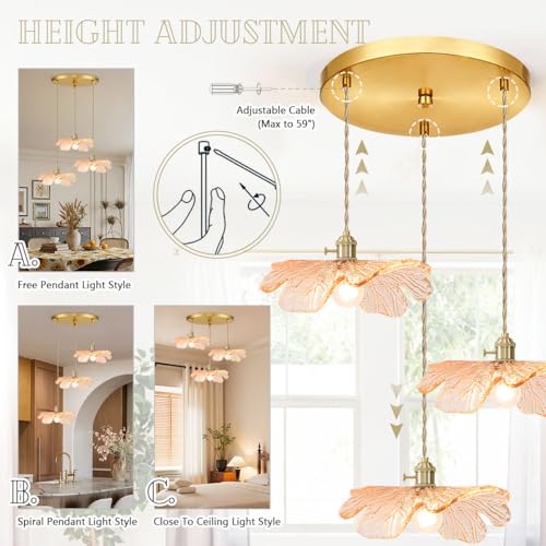 Amber Glass Pendant Chandelier