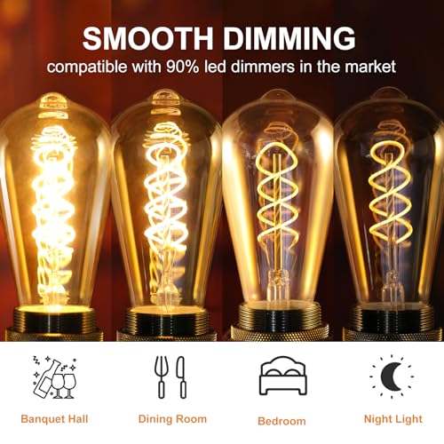 ST64 LED E26 Vintage Edison Light Bulbs (4 Count)