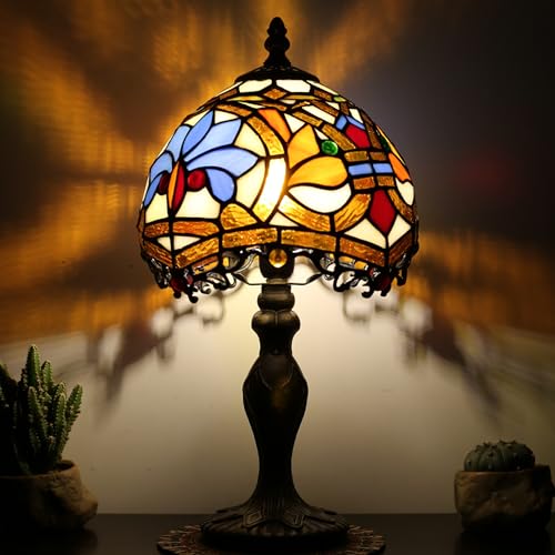 Small Tiffany Table Lamp Stained Glass Lamp Yellow Phoenix Style