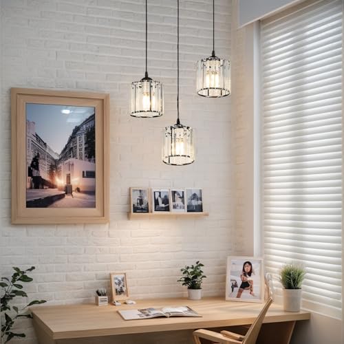 Crystal Pendant Lights Black 3 Light Cluster Ceiling