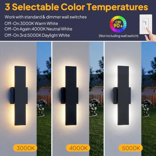 2 Pack 15.7in LED Outdoor Wall Lights Dimmable (15.7in)